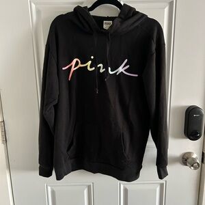 Victoria's Secret Black Hoodie with Multicolor Logo